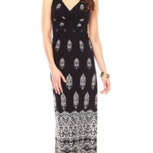 Ralph Lauren Chaps Black & White Floral Maxi Dresses XL